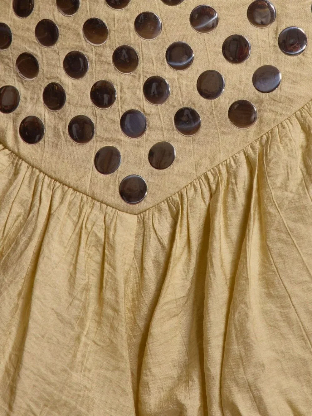 Light Yellow Casual Women's Studded Mid Rise Mini Shorts